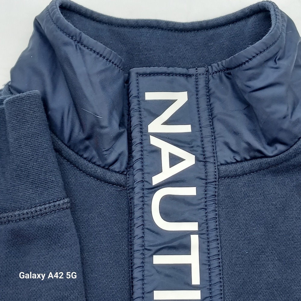 Nautica Mens Small Pullover Sweatshirt Colorblock 1/4 Snap Mock Neck - Picture 5 of 8